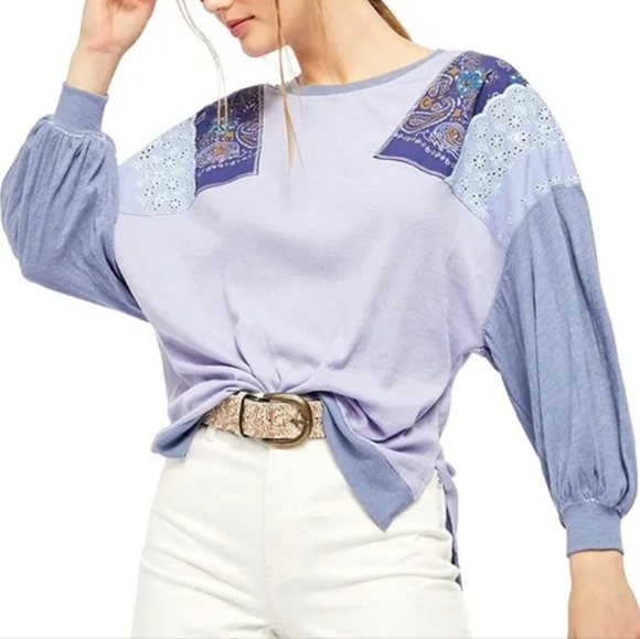 We The Free Tops - We The Free Embroidered Top Women’s Boho Cottage Core Cornflower Sz Medium